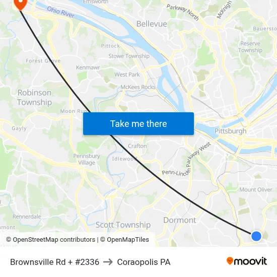 Brownsville Rd + #2336 to Coraopolis PA map