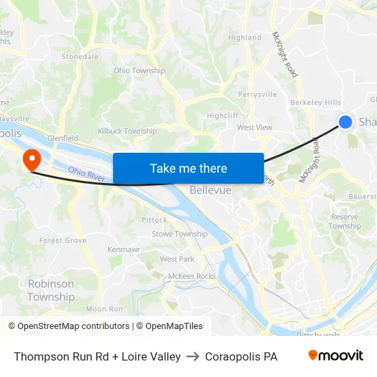 Thompson Run Rd + Loire Valley to Coraopolis PA map
