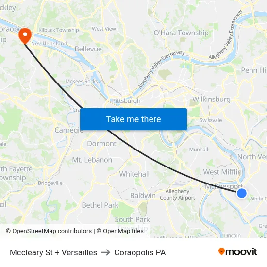 Mccleary St + Versailles to Coraopolis PA map
