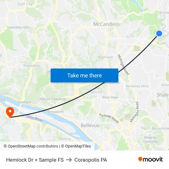 Hemlock Dr + Sample FS to Coraopolis PA map