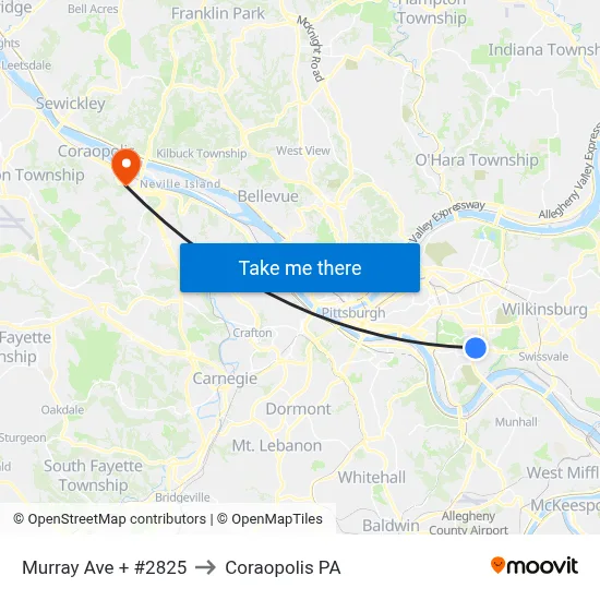 Murray Ave + #2825 to Coraopolis PA map