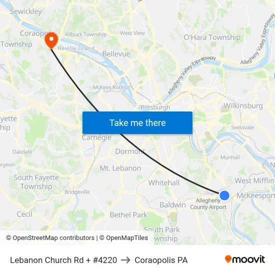 Lebanon Church Rd + #4220 to Coraopolis PA map