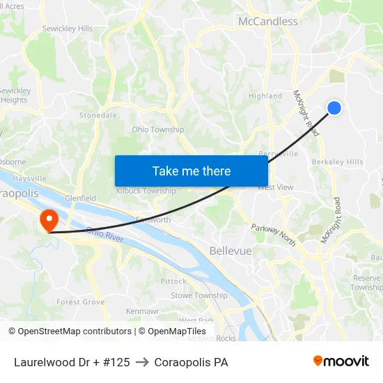 Laurelwood Dr + #125 to Coraopolis PA map