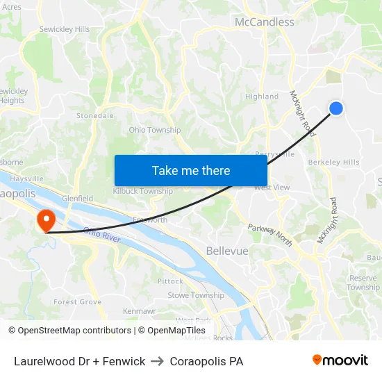 Laurelwood Dr + Fenwick to Coraopolis PA map