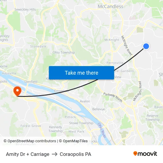 Amity Dr + Carriage to Coraopolis PA map
