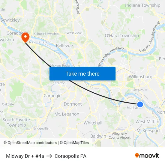 Midway Dr + #4a to Coraopolis PA map
