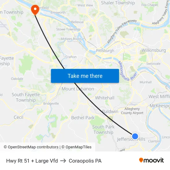 Hwy Rt 51 + Large Vfd to Coraopolis PA map