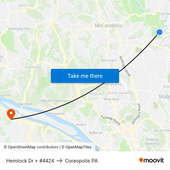 Hemlock Dr + #4424 to Coraopolis PA map