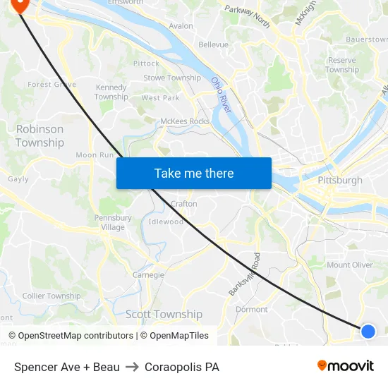 Spencer Ave + Beau to Coraopolis PA map