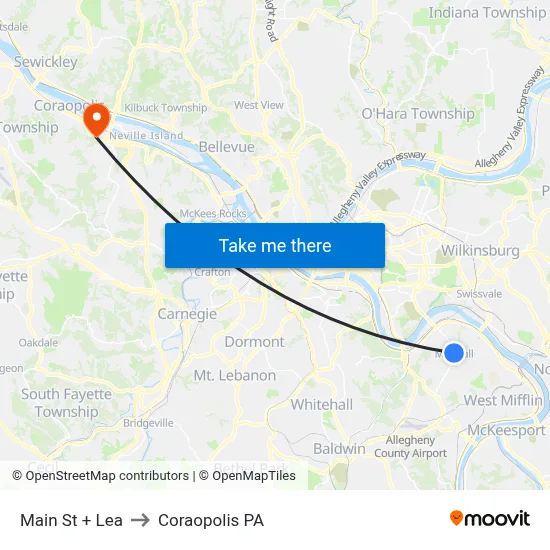 Main St + Lea to Coraopolis PA map