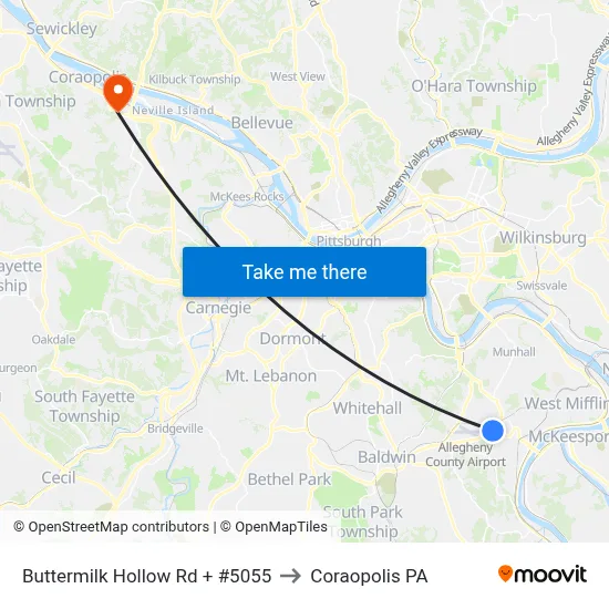 Buttermilk Hollow Rd + #5055 to Coraopolis PA map