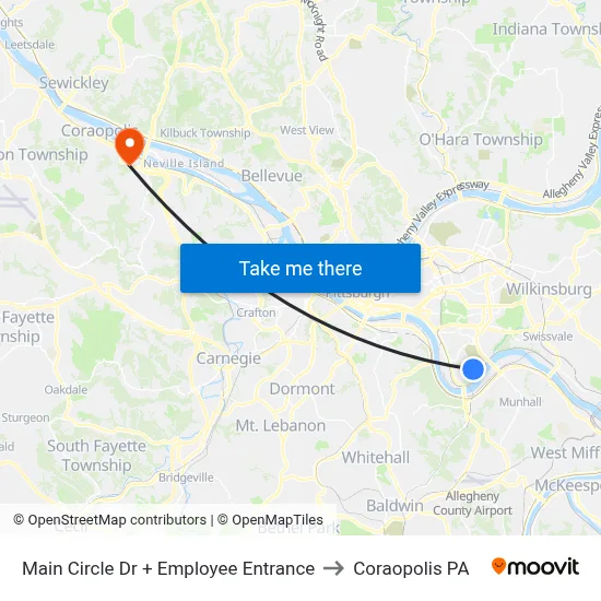 Main Circle Dr + Employee Entrance to Coraopolis PA map