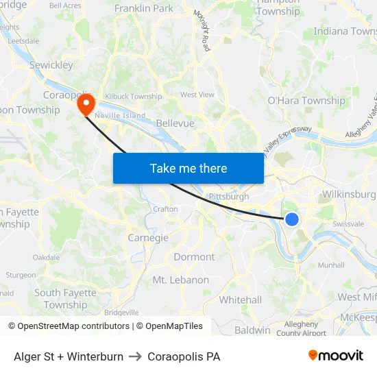 Alger St + Winterburn to Coraopolis PA map