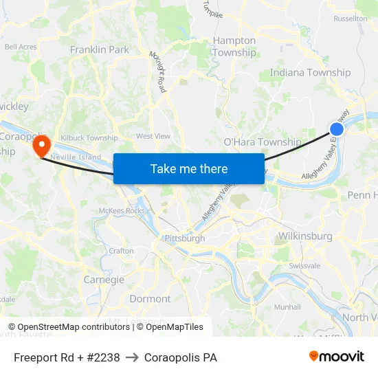 Freeport Rd + #2238 to Coraopolis PA map