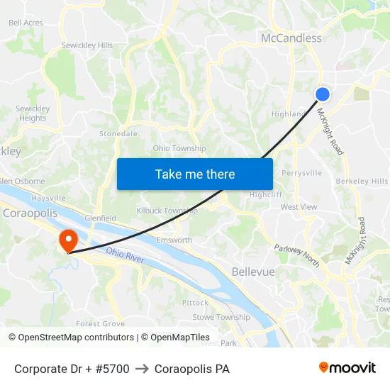 Corporate Dr + #5700 to Coraopolis PA map