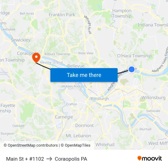 Main St + #1102 to Coraopolis PA map