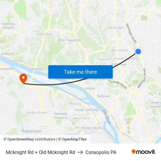 Mcknight Rd + Old Mcknight Rd to Coraopolis PA map