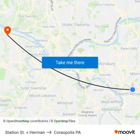 Station St. + Herman to Coraopolis PA map