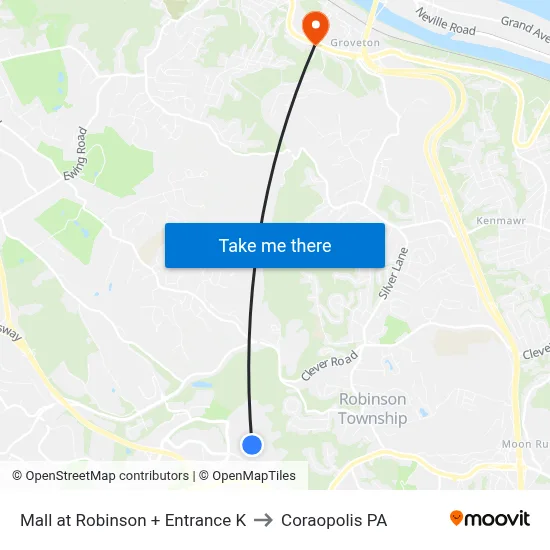 Mall at Robinson + Entrance K to Coraopolis PA map
