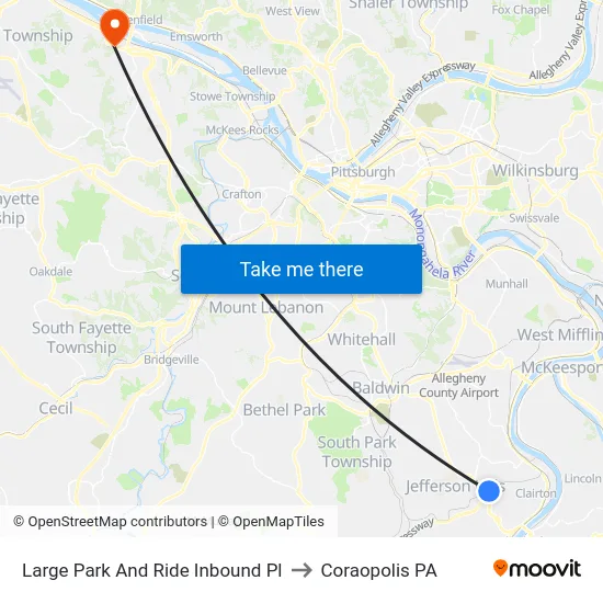 Large Park And Ride Inbound Pl to Coraopolis PA map