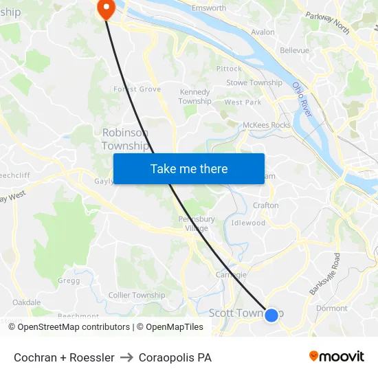 Cochran + Roessler to Coraopolis PA map