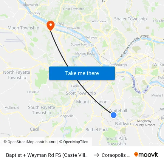 Baptist + Weyman Rd FS (Caste Village) to Coraopolis PA map