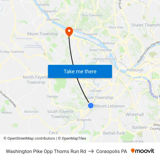 Washington Pike Opp Thoms Run Rd to Coraopolis PA map