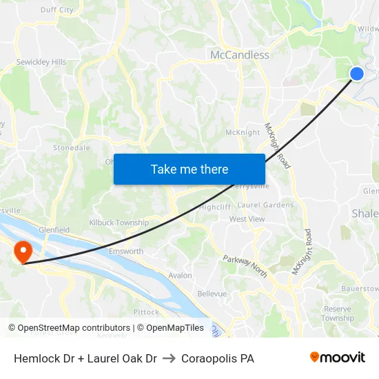 Hemlock Dr + Laurel Oak Dr to Coraopolis PA map