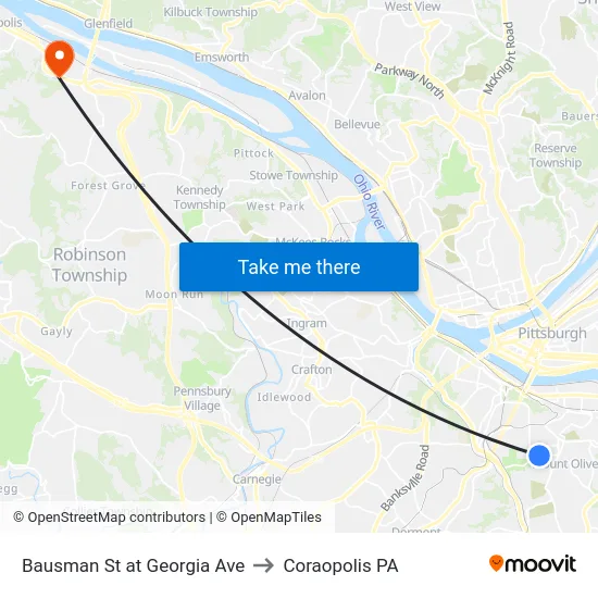 Bausman St at Georgia Ave to Coraopolis PA map