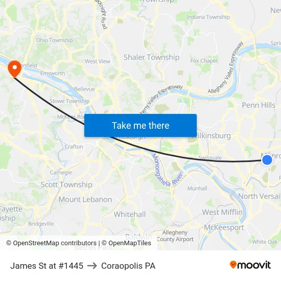 James St at #1445 to Coraopolis PA map