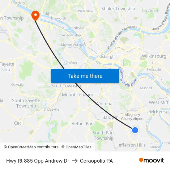 Hwy Rt 885 Opp Andrew Dr to Coraopolis PA map