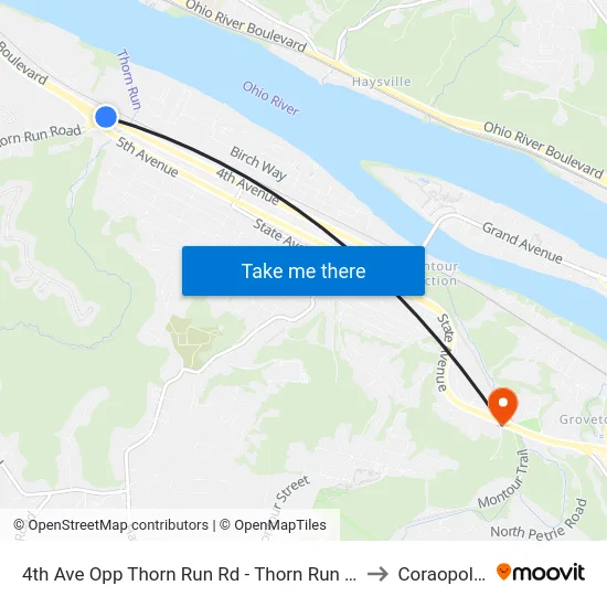 4th Ave Opp Thorn Run Rd - Thorn Run Park And Ride to Coraopolis PA map