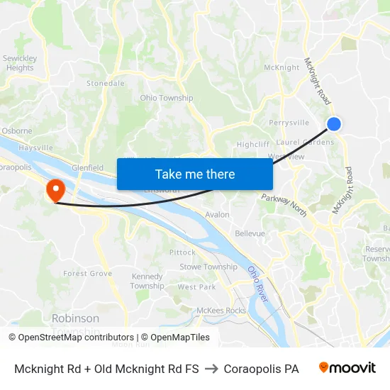 Mcknight Rd + Old Mcknight Rd FS to Coraopolis PA map