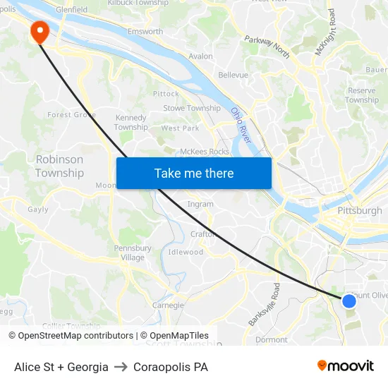 Alice St + Georgia to Coraopolis PA map