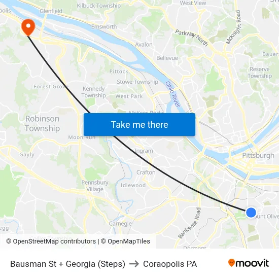 Bausman St + Georgia (Steps) to Coraopolis PA map
