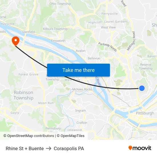 Rhine St + Buente to Coraopolis PA map