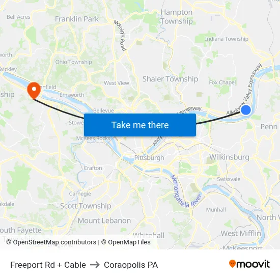 Freeport Rd + Cable to Coraopolis PA map