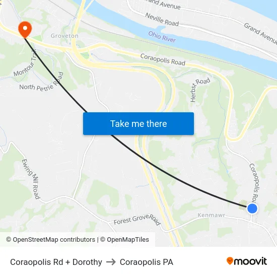 Coraopolis Rd + Dorothy to Coraopolis PA map