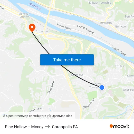 Pine Hollow + Mccoy to Coraopolis PA map