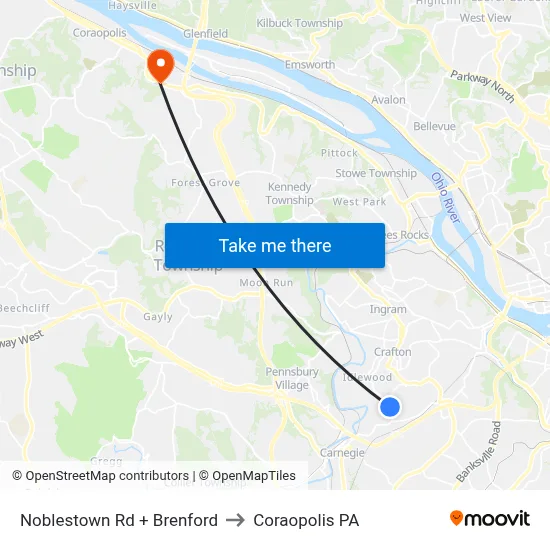 Noblestown Rd + Brenford to Coraopolis PA map