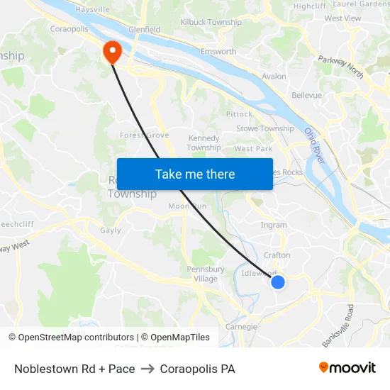 Noblestown Rd + Pace to Coraopolis PA map