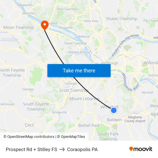 Prospect Rd + Stilley FS to Coraopolis PA map