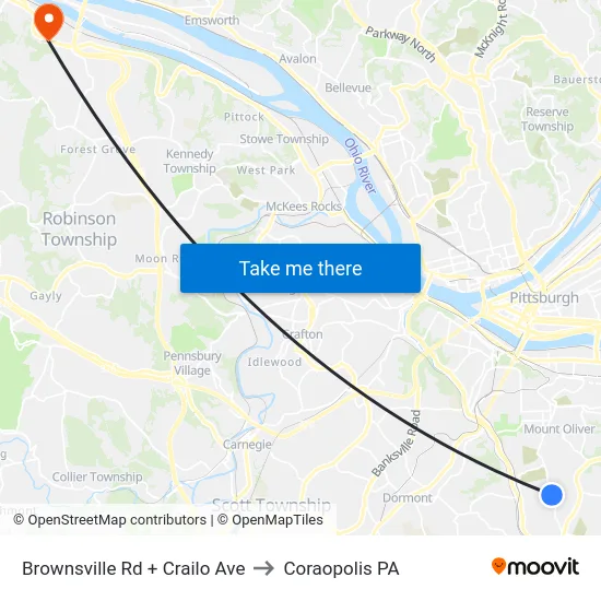 Brownsville Rd + Crailo Ave to Coraopolis PA map