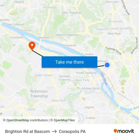 Brightion Rd at Bascom to Coraopolis PA map