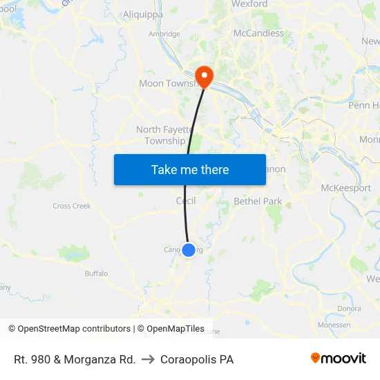 Rt. 980 & Morganza Rd. to Coraopolis PA map