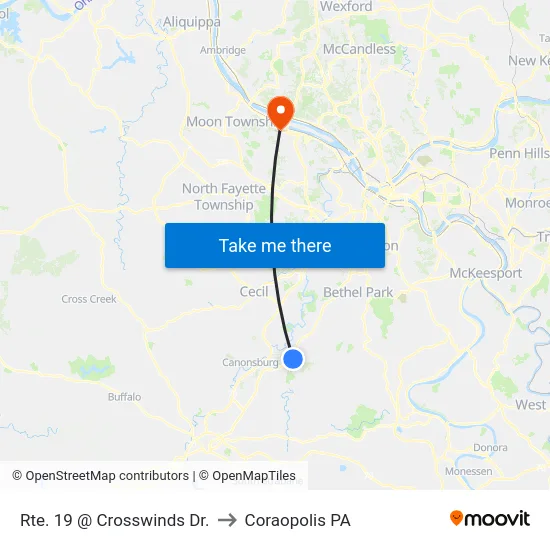 Rte. 19 @ Crosswinds Dr. to Coraopolis PA map