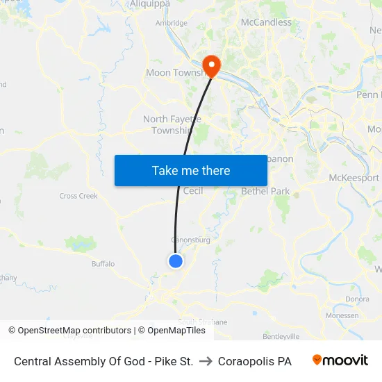Central Assembly Of God - Pike St. to Coraopolis PA map