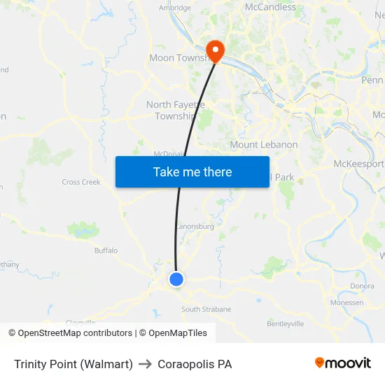 Trinity Point (Walmart) to Coraopolis PA map