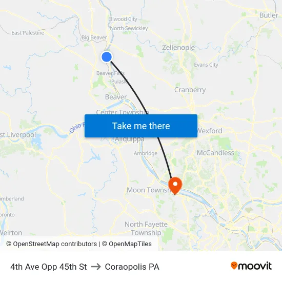 4th Ave Opp 45th St to Coraopolis PA map