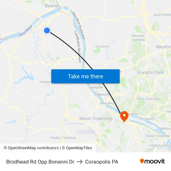 Brodhead Rd Opp Bonanni Dr to Coraopolis PA map